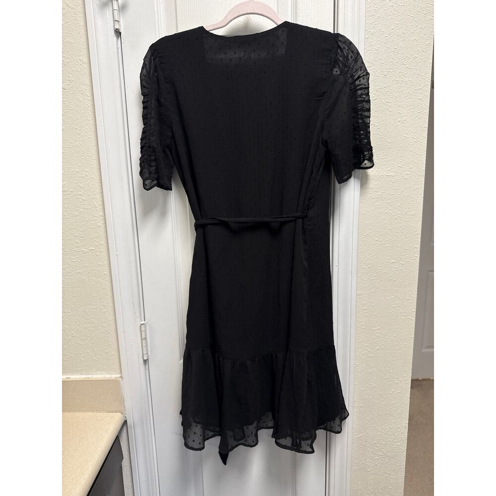AllSaints Sienna Clip Swiss Dot Ruffle Wrap Dress Black Whimsigoth Size Small - Picture 3 of 8
